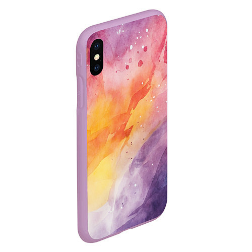 Чехол iPhone XS Max матовый Краски акварели / 3D-Сиреневый – фото 2