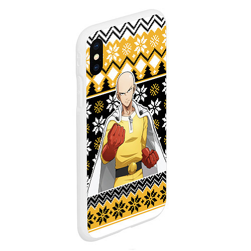 Чехол iPhone XS Max матовый One-Punch Man sweater / 3D-Белый – фото 2