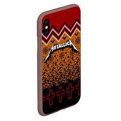 Чехол iPhone XS Max матовый Metallica christmas ugly sweater, цвет: 3D-коричневый — фото 2