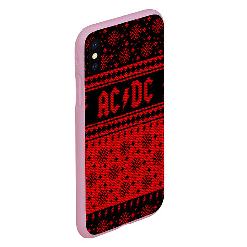 Чехол iPhone XS Max матовый ACDC christmas sweater / 3D-Розовый – фото 2