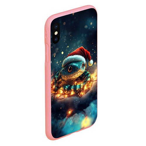 Чехол iPhone XS Max матовый Новогодняя змея в гирлянде / 3D-Баблгам – фото 2