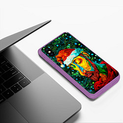 Чехол iPhone XS Max матовый Ded Moroz: pop-art-brut-nouveau pointillism, цвет: 3D-фиолетовый — фото 2