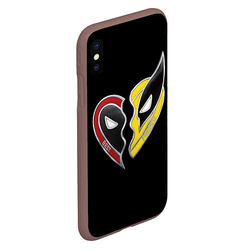 Чехол iPhone XS Max матовый Deadpool and Wolverine best friends / 3D-Коричневый – фото 2