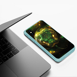 Чехол iPhone XS Max матовый Светящаяся зелёная змея, цвет: 3D-мятный — фото 2