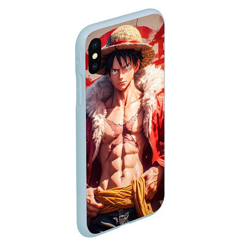 Чехол iPhone XS Max матовый One piece Monkey D Luffy / 3D-Голубой – фото 2