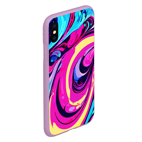 Чехол iPhone XS Max матовый Сине-розовый узор / 3D-Сиреневый – фото 2