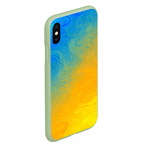 Чехол iPhone XS Max матовый Желто голубой градиент / 3D-Салатовый – фото 2