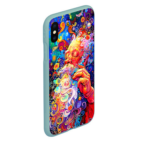 Чехол iPhone XS Max матовый Santa Claus: pop-art modern pointillism / 3D-Мятный – фото 2