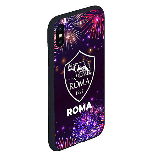 Чехол iPhone XS Max матовый Праздничный Roma / 3D-Черный – фото 2