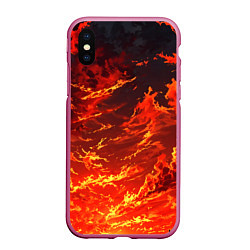 Чехол iPhone XS Max матовый Багровый огненный закат, цвет: 3D-малиновый