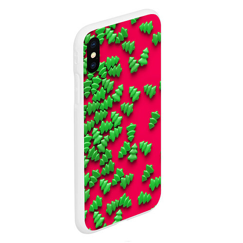 Чехол iPhone XS Max матовый Веселые елочки / 3D-Белый – фото 2