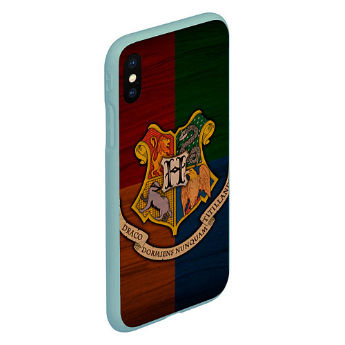 Чехол iPhone XS Max матовый Hogwarts emblem / 3D-Мятный – фото 2