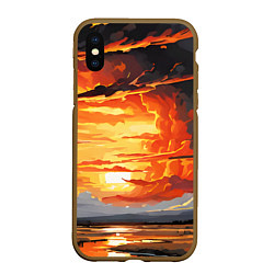 Чехол iPhone XS Max матовый Багровый закат, цвет: 3D-коричневый