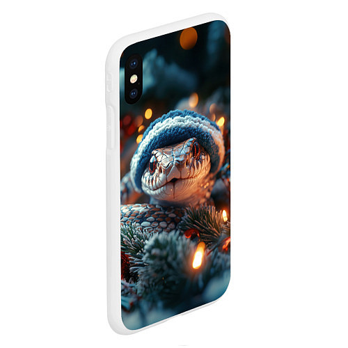 Чехол iPhone XS Max матовый Маленькая змейка в шапочке / 3D-Белый – фото 2