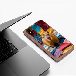 Чехол iPhone XS Max матовый Капибара и пэчворк, цвет: 3D-коричневый — фото 2