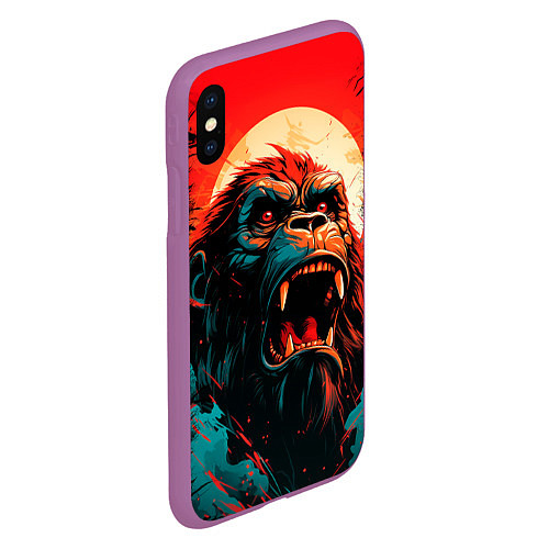 Чехол iPhone XS Max матовый King Kong roar / 3D-Фиолетовый – фото 2