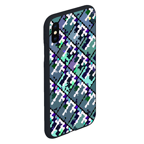 Чехол iPhone XS Max матовый Бирюзовый абстрактный паттерн / 3D-Черный – фото 2