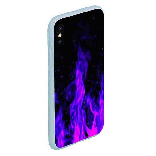 Чехол iPhone XS Max матовый Неоновый огонь на черном фоне / 3D-Голубой – фото 2