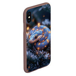 Чехол iPhone XS Max матовый Змея с искорками новогодними, цвет: 3D-коричневый — фото 2