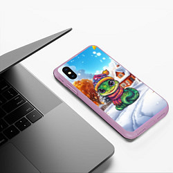 Чехол iPhone XS Max матовый Маленькая зеленая новогодняя змея, цвет: 3D-сиреневый — фото 2