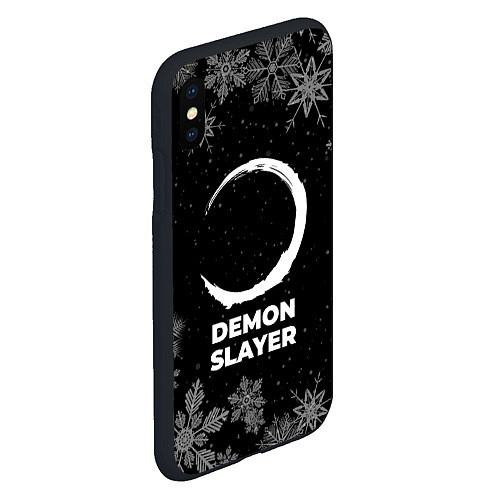 Чехол iPhone XS Max матовый Снежный Demon Slayer / 3D-Черный – фото 2