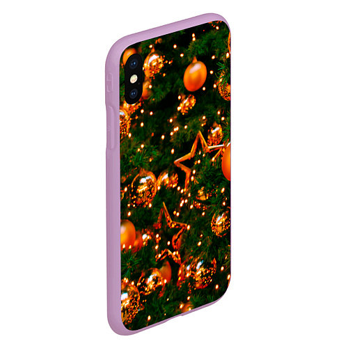 Чехол iPhone XS Max матовый Новогодние игрушки на ветках / 3D-Сиреневый – фото 2