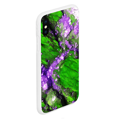 Чехол iPhone XS Max матовый Фиолетовый минерал в зелёном камне / 3D-Белый – фото 2