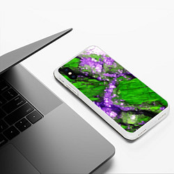 Чехол iPhone XS Max матовый Фиолетовый минерал в зелёном камне, цвет: 3D-белый — фото 2