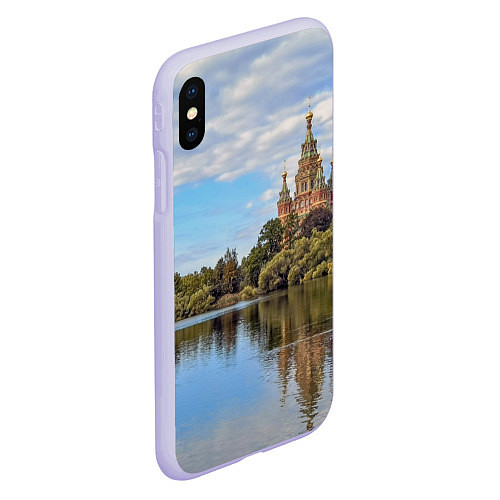 Чехол iPhone XS Max матовый Собор святых апостолов Петра и Павла в Петергофе / 3D-Светло-сиреневый – фото 2