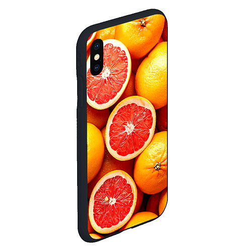 Чехол iPhone XS Max матовый Грейпфруты / 3D-Черный – фото 2