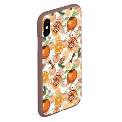 Чехол iPhone XS Max матовый Апельсины, корица, булочки с корицей на светлом фо, цвет: 3D-коричневый — фото 2