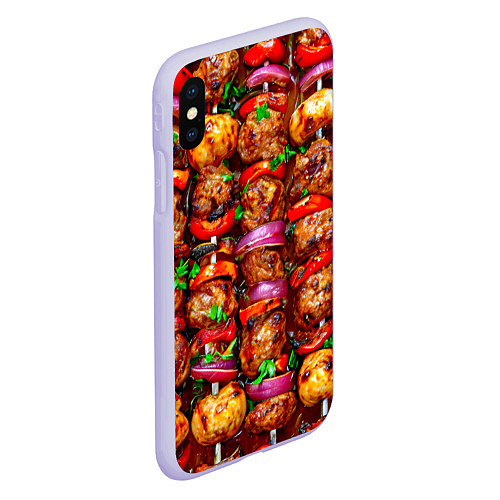 Чехол iPhone XS Max матовый Шашлычок / 3D-Светло-сиреневый – фото 2