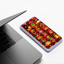 Чехол iPhone XS Max матовый Шашлычок, цвет: 3D-светло-сиреневый — фото 2