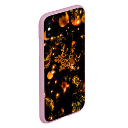 Чехол iPhone XS Max матовый Новогоднее украшение, цвет: 3D-розовый — фото 2