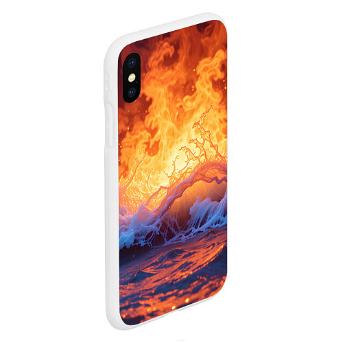 Чехол iPhone XS Max матовый Стихия огня и воды / 3D-Белый – фото 2