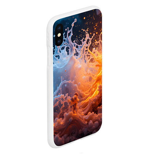 Чехол iPhone XS Max матовый Брызги воды и огня / 3D-Белый – фото 2