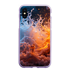 Чехол iPhone XS Max матовый Брызги воды и огня, цвет: 3D-светло-сиреневый