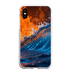 Чехол iPhone XS Max матовый Волна и огонь, цвет: 3D-белый