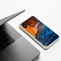 Чехол iPhone XS Max матовый Волна и огонь, цвет: 3D-салатовый — фото 2