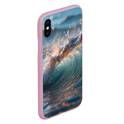 Чехол iPhone XS Max матовый Волна и блики солнца / 3D-Розовый – фото 2