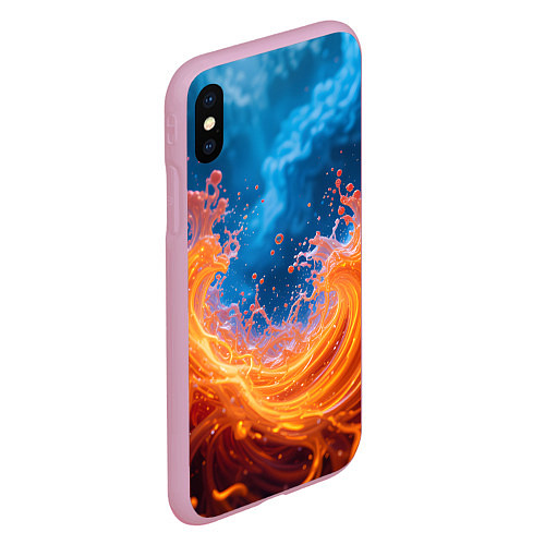 Чехол iPhone XS Max матовый Яркое пламя в воде / 3D-Розовый – фото 2