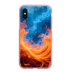 Чехол iPhone XS Max матовый Яркое пламя в воде, цвет: 3D-розовый