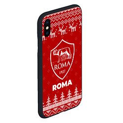 Чехол iPhone XS Max матовый Новогодний Roma с оленями, цвет: 3D-черный — фото 2