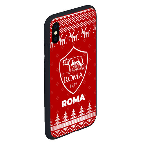 Чехол iPhone XS Max матовый Новогодний Roma с оленями / 3D-Черный – фото 2