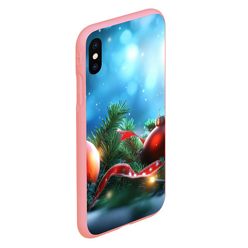 Чехол iPhone XS Max матовый Красные игрушки новогодние / 3D-Баблгам – фото 2