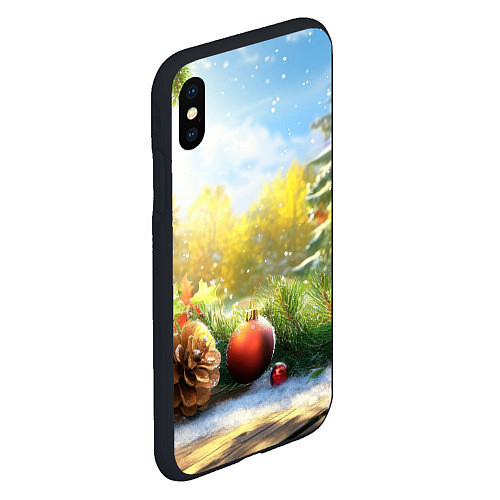 Чехол iPhone XS Max матовый Солнечный новый год / 3D-Черный – фото 2