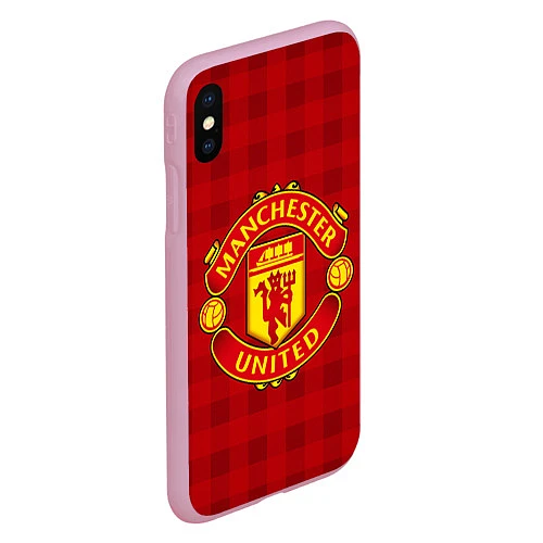 Чехол iPhone XS Max матовый Manchester United / 3D-Розовый – фото 2