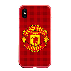 Чехол iPhone XS Max матовый Manchester United, цвет: 3D-красный