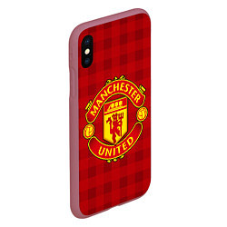 Чехол iPhone XS Max матовый Manchester United, цвет: 3D-малиновый — фото 2