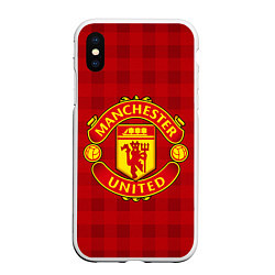 Чехол iPhone XS Max матовый Manchester United, цвет: 3D-белый